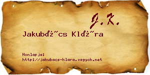 Jakubács Klára névjegykártya